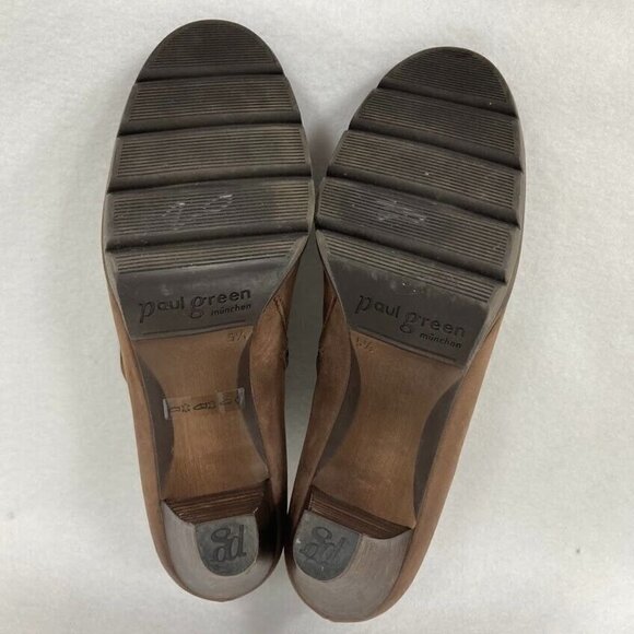 Paul Green Karla Brown Leather Side Zip Ankle Booties Size 5.5 - Picture 6 of 8